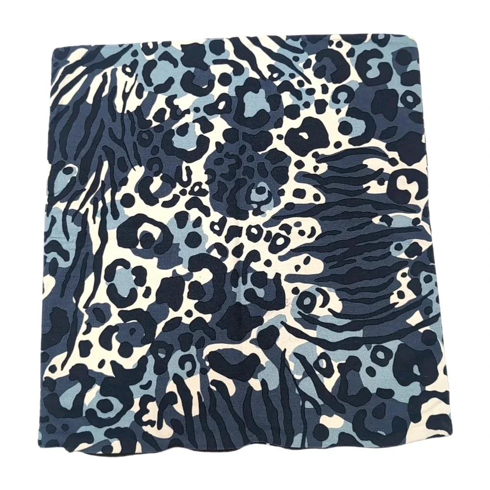 Ikea Kaphyacint Cotton Pillow Cover Indigo Navy Blue White Square No‎ Insert
